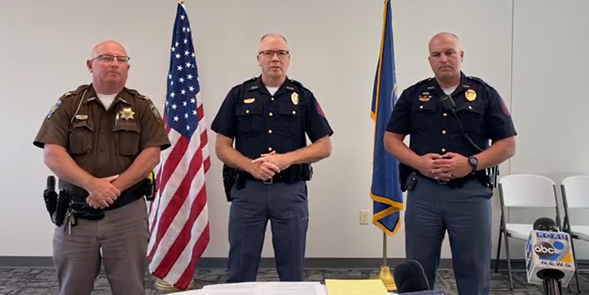 Colonel John Bolduc, alongside other law enforcement, answer questions about the homicides in Laurel, Nebraska