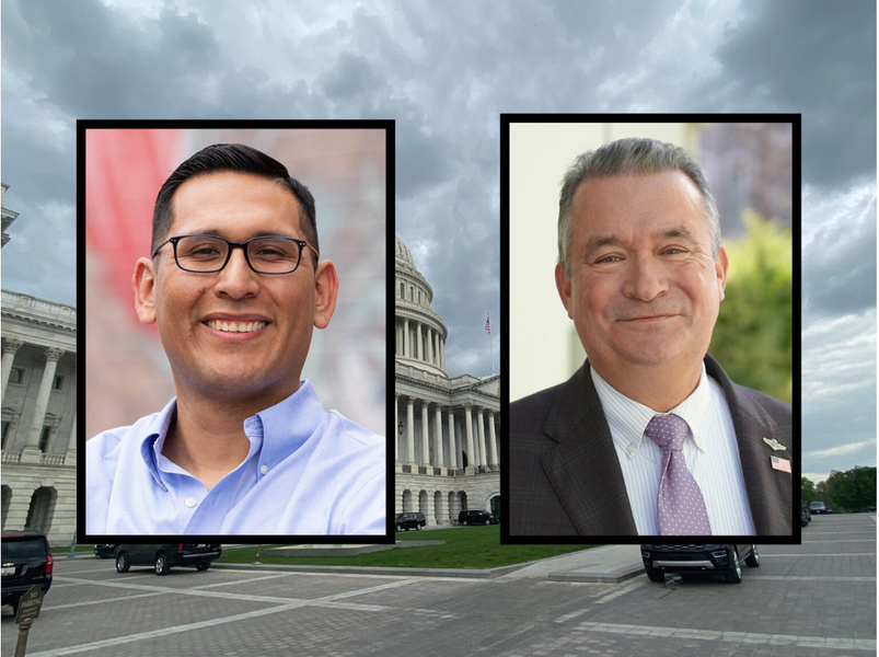 Democratic State Sen. Tony Vargas, left, and U.S. Rep. Don Bacon